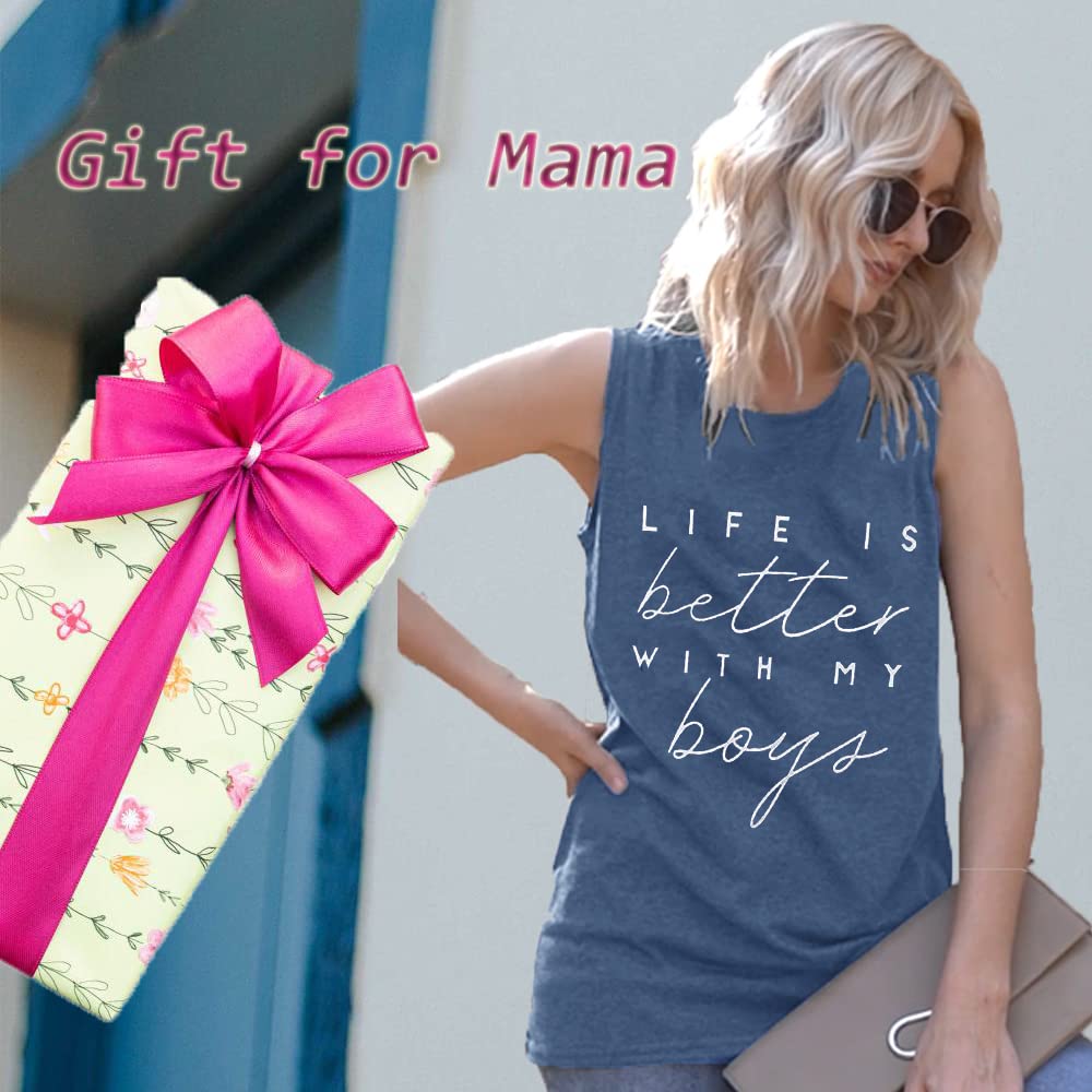 Life is Better with My Boys - Camisetas divertidas de regalo para mamá, camisetas cortas de verano, atléticas, informales, para entrenamiento