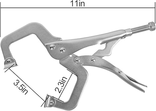 Miniatura 2 de KEILEOHO Paquete de 6 alicates de bloqueo de abrazadera C de 11 pulgadas con almohadillas giratorias, juego de abrazaderas de carpintería de alta