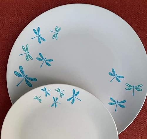 Aquaterra Living Bamboo Dinner Plate Set With Dragonfly Designs- Set Of 6, 10" Indoor Or Outdoor Plates #TOP3