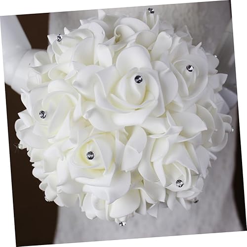 Miniatura 8 de ifundom Ramo de flores de seda para novia, ramo de flores de novia, decoración de diamantes de imitación de seda, flores de seda, flores de seda,