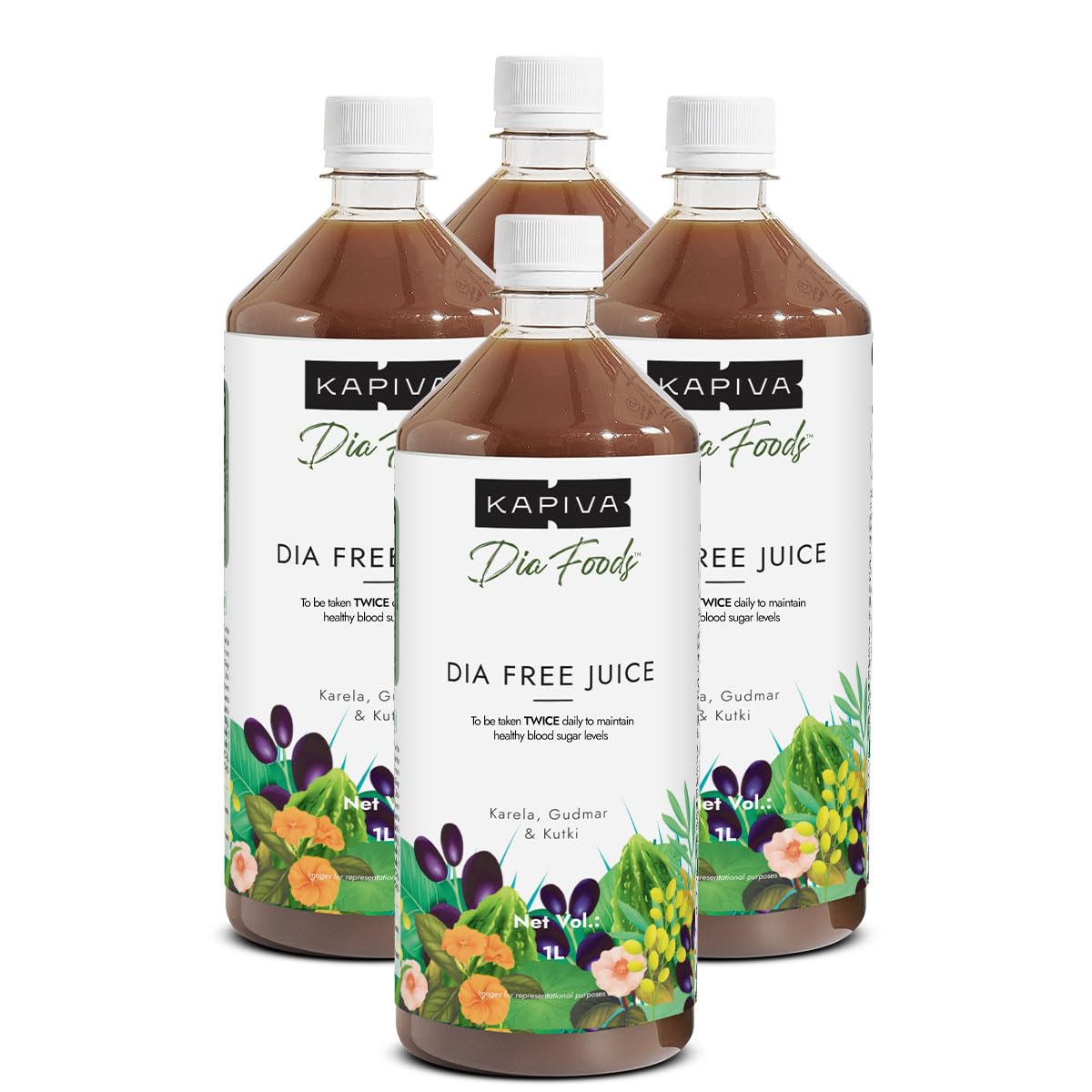 Kapiva Dia Free Juice (4 L) | For Holistic Blood Sugar Care | Amla, Karela, Jamun, Guduchi & 7 More - Super Saver Pack of 4 - Review, Price and Buying Guide