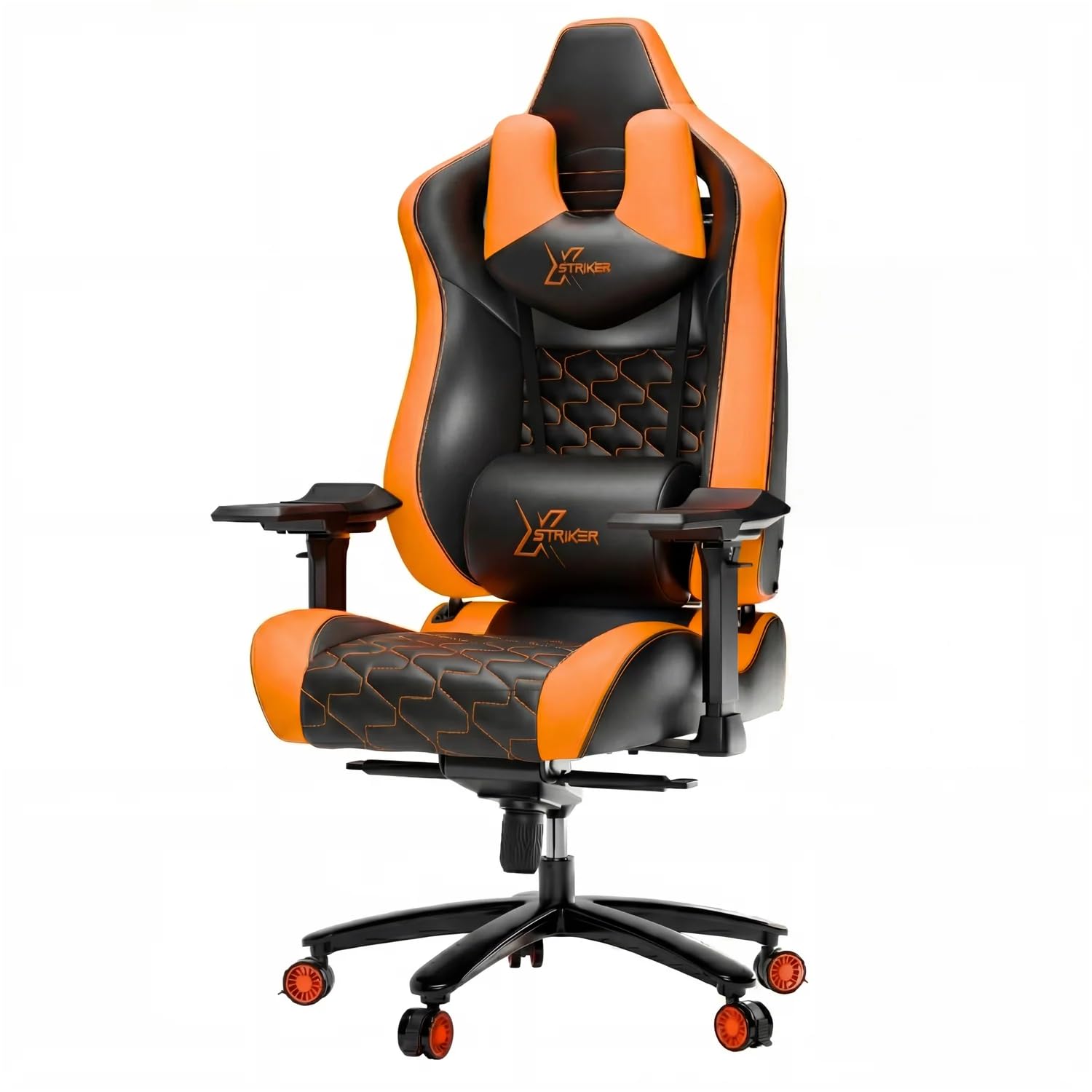 Blisswood Premium Gaming Chair for Adults – Ergonomic Reclining Gamer Chair with 5D Armrests, Cool Gel Memory Foam Seat, Frog Mechanism, Extended Backrest, Heavy Duty Metal Base (Black & Orange)