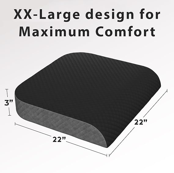 Kolbs Extra Large Seat Cushion Stylish Plush Velvet Cover XL Memory Foam for Office Chair, Floor Pillow Back Pain Coccyx Bruise Relief Carry Handle