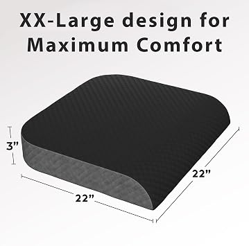 Kolbs Extra Large Seat Cushion Stylish Plush Velvet Cover XL Memory Foam for Office Chair, Floor Pillow Back Pain Coccyx Bruise Relief Carry Handle