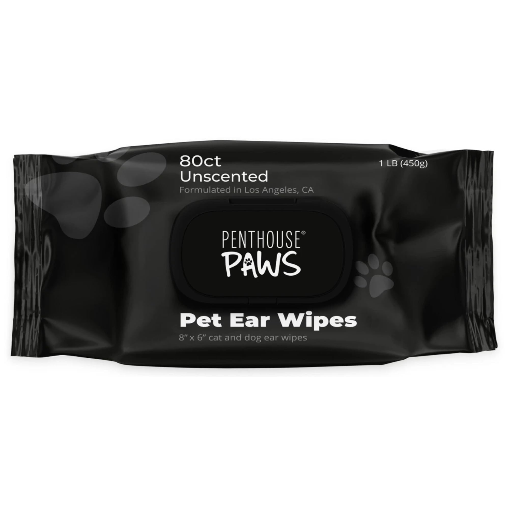 PENTHOUSE PAWS Pet Ear Wipes, Without Alcohol, Aloe Vera & Witch Hazel, Extra-Large 8”x6”, 80 Unscented Wipes, Gentle Ear Cleaning for Cat & Dog
