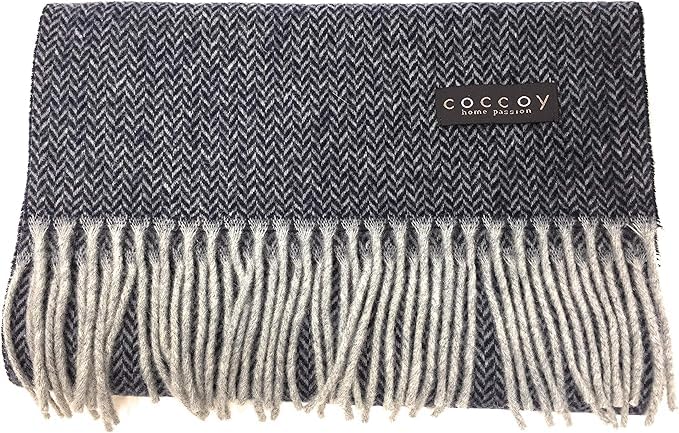 Sciarpa Uomo in Pura Lana (45% Cashmere, 55% Lana Merino) con frange gr. 225 mq cm. 30x190 art. Gaston (Blu 10)