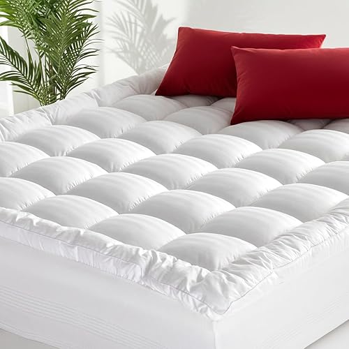 Miniatura 8 de Cubrecolchón Pillow Top grueso Twin XL para artículos esenciales de dormitorio universitario, protector de cama con cubierta de algodón 100%