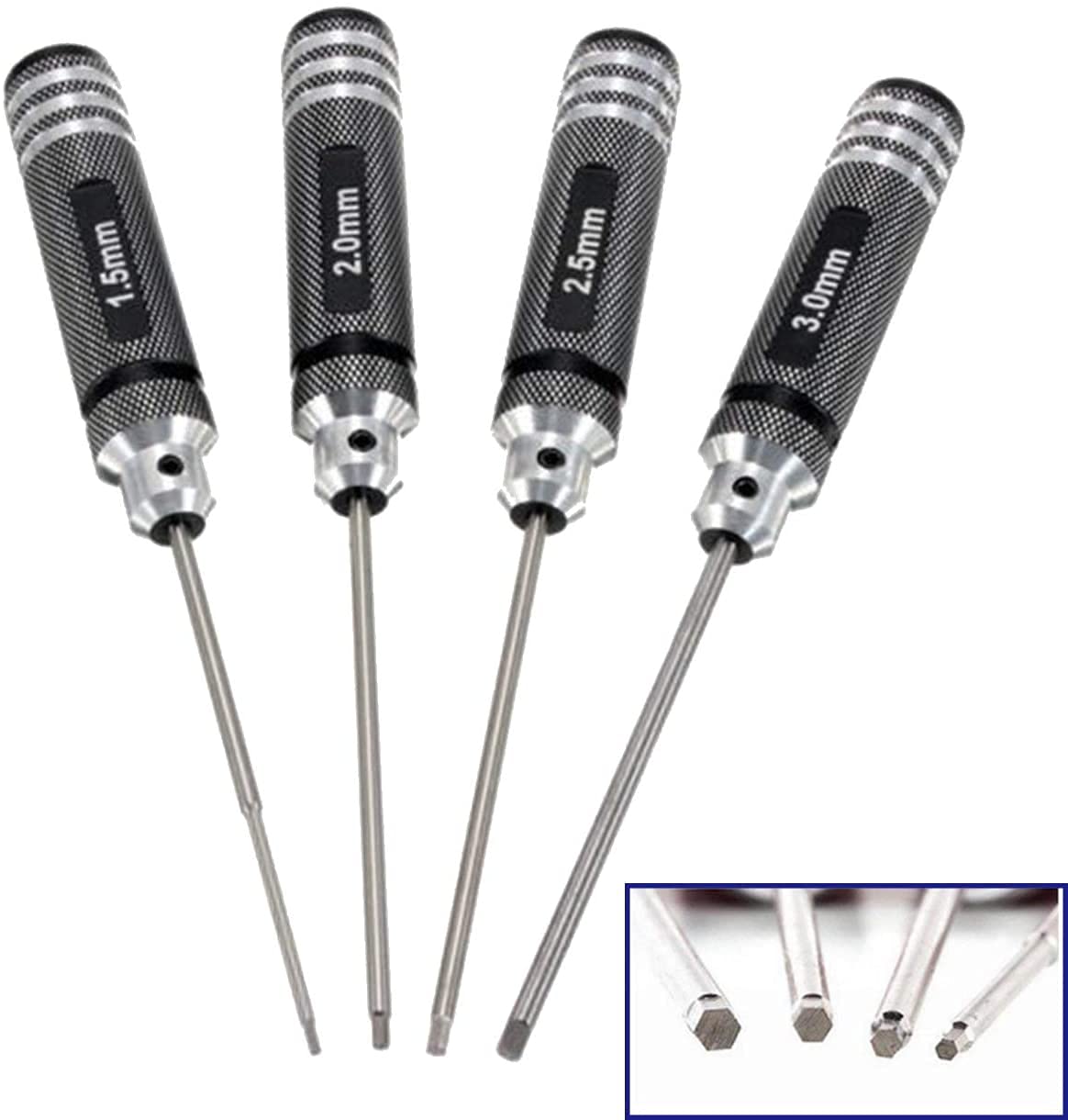 Image secondaire de Xrten Tournevis Hexagonal(3.0mm 2.5mm 2.0mm 1.5mm), Metal Hex Cle Douille Tournevis Cle pour Les modeles