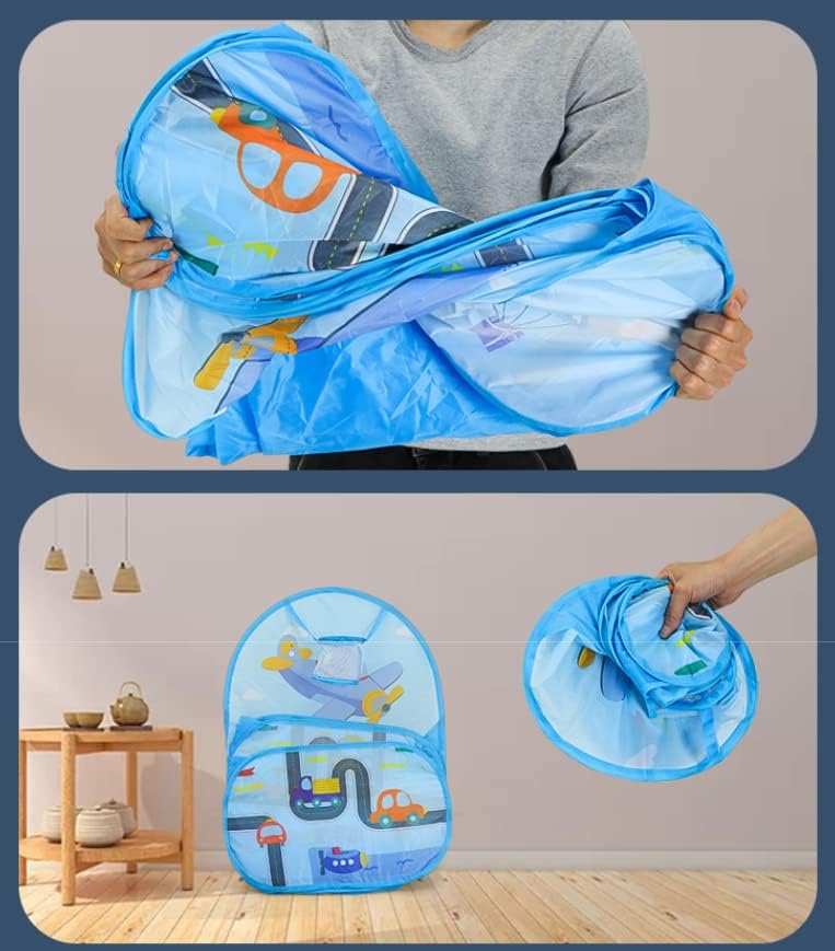 Image of BabyGo Kids Aeroplane Basketball Ball Pool for Kids, Play Tent House for 2+ Year Old Girls and Boys, Ball Pit for Kid, Spacious, Lightweight, Portable & Easy to Set Up, (Blue) (30 Balls)