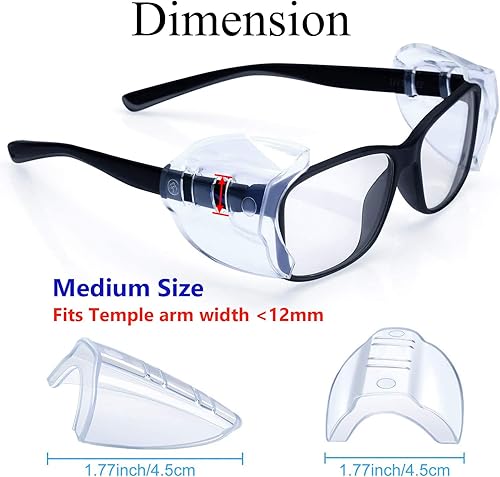 Miniatura 4 de 4 pares de protectores laterales de gafas de seguridad, grandes, protectores laterales deslizantes, se adaptan a marcos de anteojos pequeños a