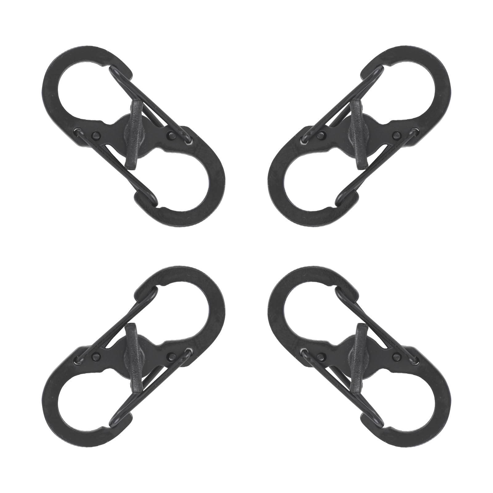 4 Pezzi Mini Moschettone, S Moschettone in Acciaio Inox, Moschettoni Piccoli Doppio Gancio, 35 x 15 x 1,5mm, Ultraleggero e Durevole, Perfetto per Campeggio, Escursionismo e Uso Quotidiano