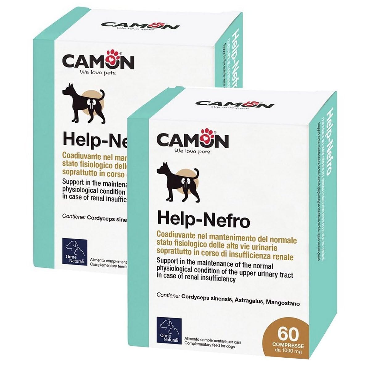 ULISSE Offerta Camon Help NEFRO 2 Confezioni da 60 Compresse per Il Buon Mantenimento della Funzionalità Renale del Cane e del Gatto