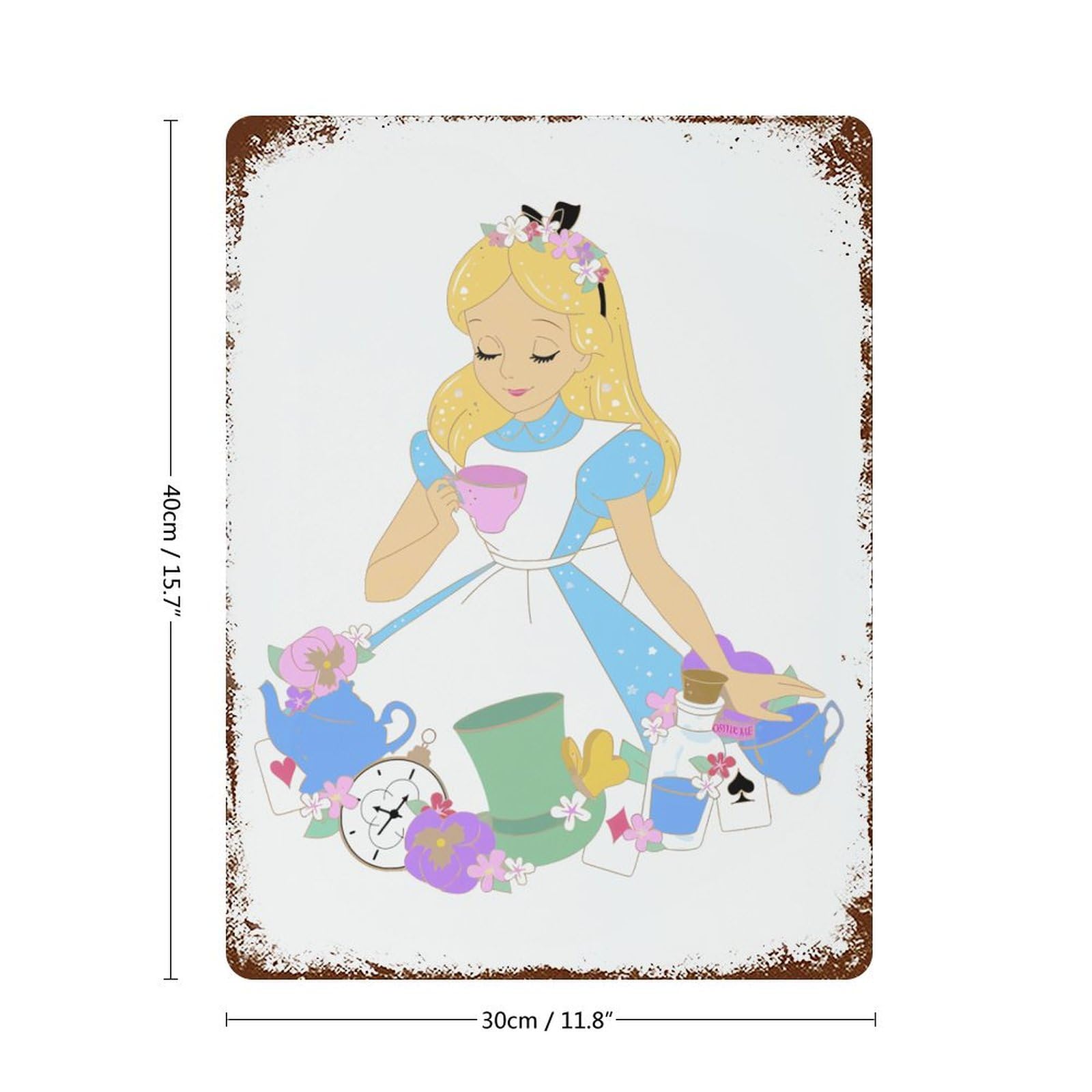 Amazon.co.jp: ブリキの絵 不思議の国のアリス ブリキ看板 メタル