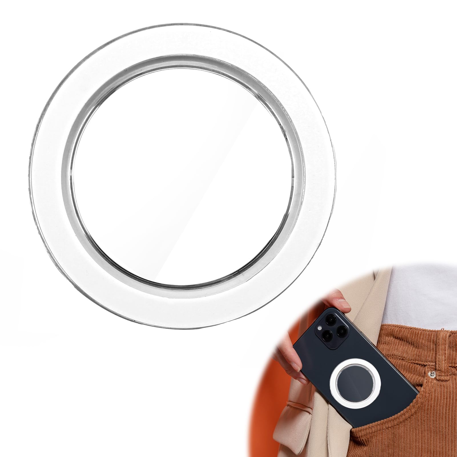 Magnetic Base Compatible with PopSocket Phone Grips for MagSafe iPhone Case Series, Removable Base for Kindle/Phone Stand, Thin and Lightweight Portable Plate, Matte Transparent