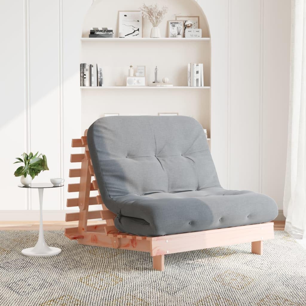 vidaXL Canapé-lit Futon avec Matelas 100x206x11 cm en Bois Massif Douglas, Futon Japonais, Lit de Sol