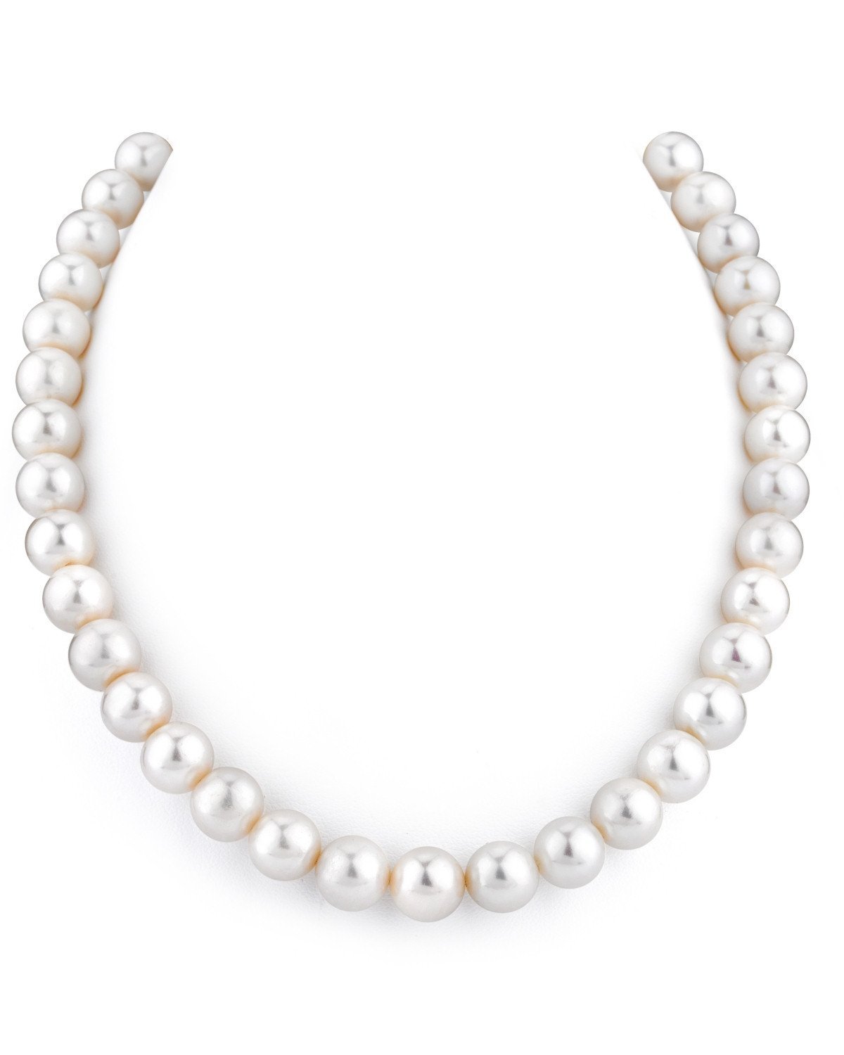 The Pearl Source 14K Gold AAAA Quality Round White Freshwater Pearl Necklace