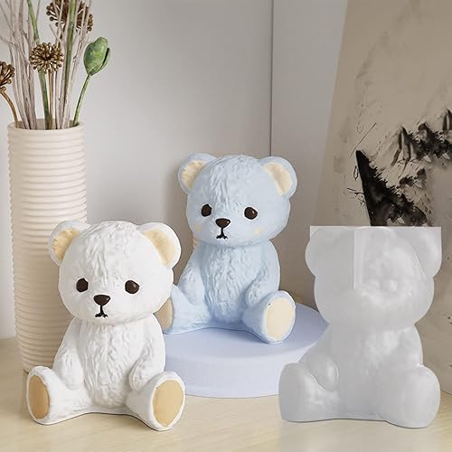 Miniatura 2 de Zayookey 2 moldes de resina de oso de peluche, molde de vela de animales de silicona, molde de fundición de resina epoxi de oso 3D para
