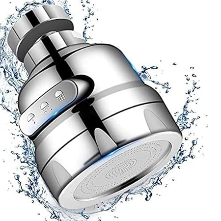 HomeAra 360 degree Rotatable Tap Extender for Kitchen Sink - Splash Filter Faucet with 3 Modes, Up to 30% Water Saving, Short Extension for Kitchen/Bathroom (Silver)