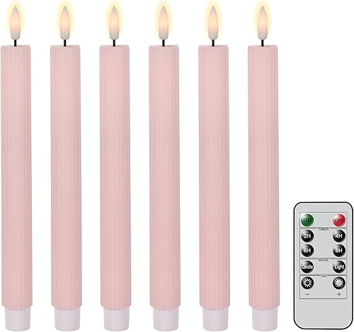 Velas cónicas sin llama parpadeantes con control remoto de 10 teclas, funciona con pilas, velas LED de luz cálida para ventana, a rayas, cera real, disponible en Yaxa Guatemala