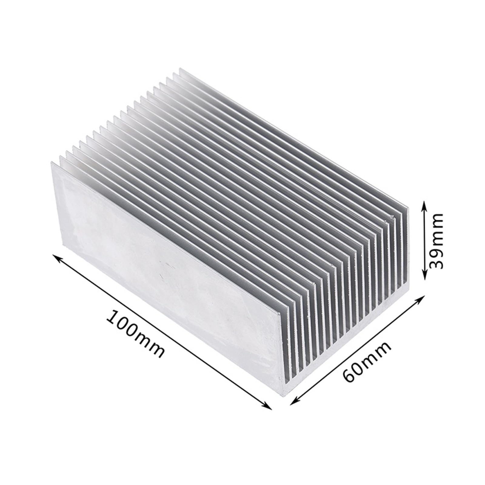 1 dissipatore di calore in alluminio, 60 x 60 x 39 mm, 100 x 60 x 39 mm, per radiatore con chip LED IC ad alta potenza con nastro termico (100 mm)