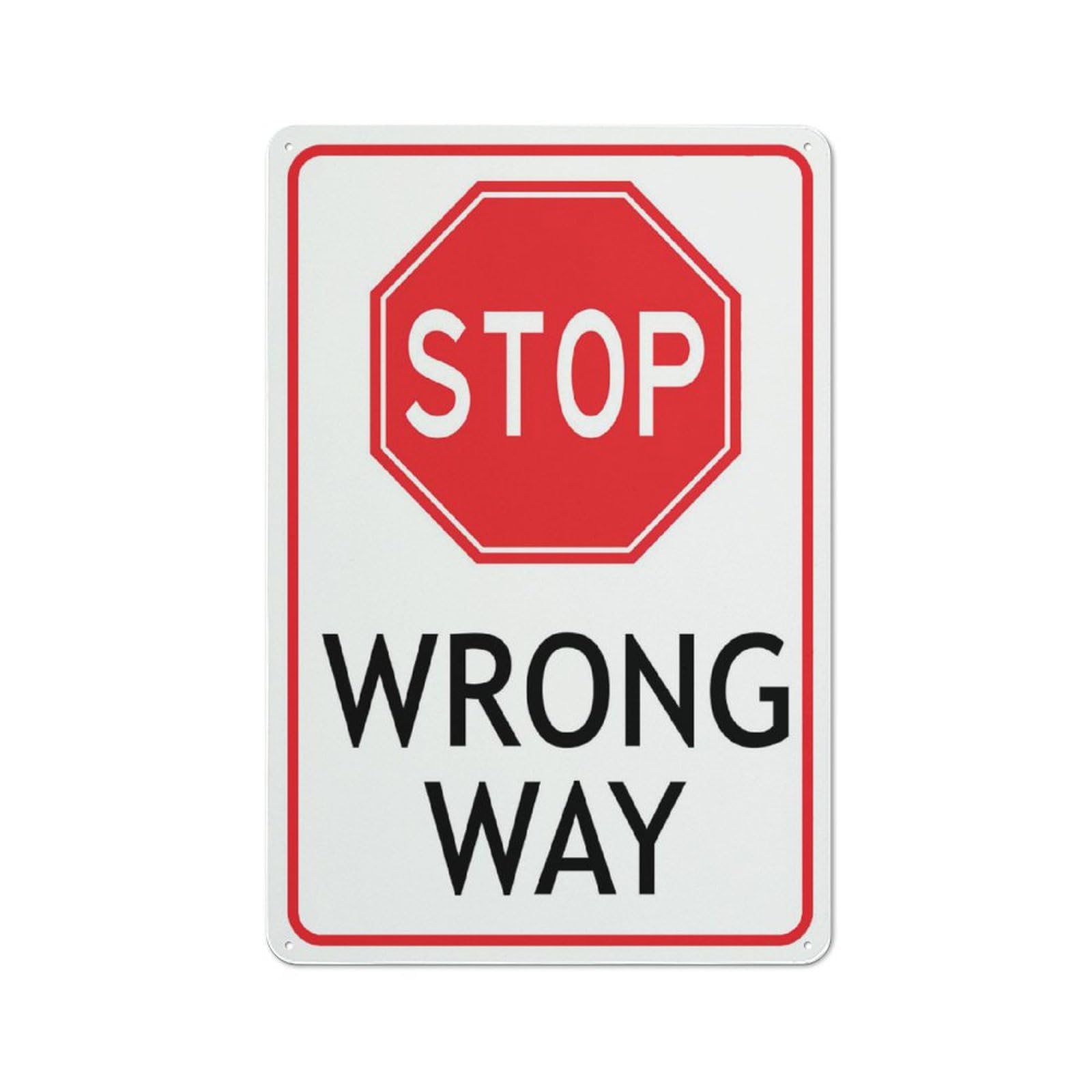 Stop Wrong Way Sign 12X8 Inch Tin Sign Great For Garden And Yard Wall Decor