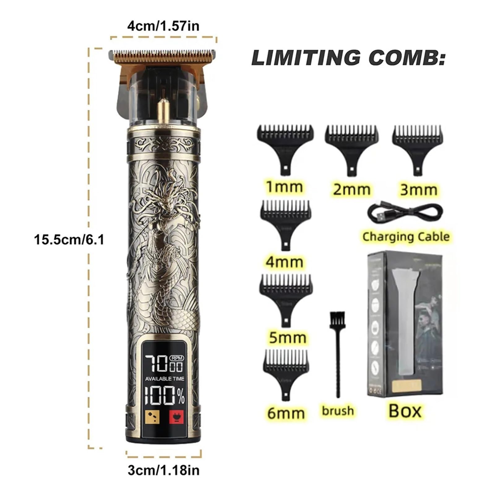 Rasoi T9 USB Elettrico Barbiere Ricaricabile Nuovo Barbiere Uomo Rasoio Rasoio Capelli Rasoio Professionale Mega Zero Macchina di Finitura Rasoio Ceramica (LCD Buddha)