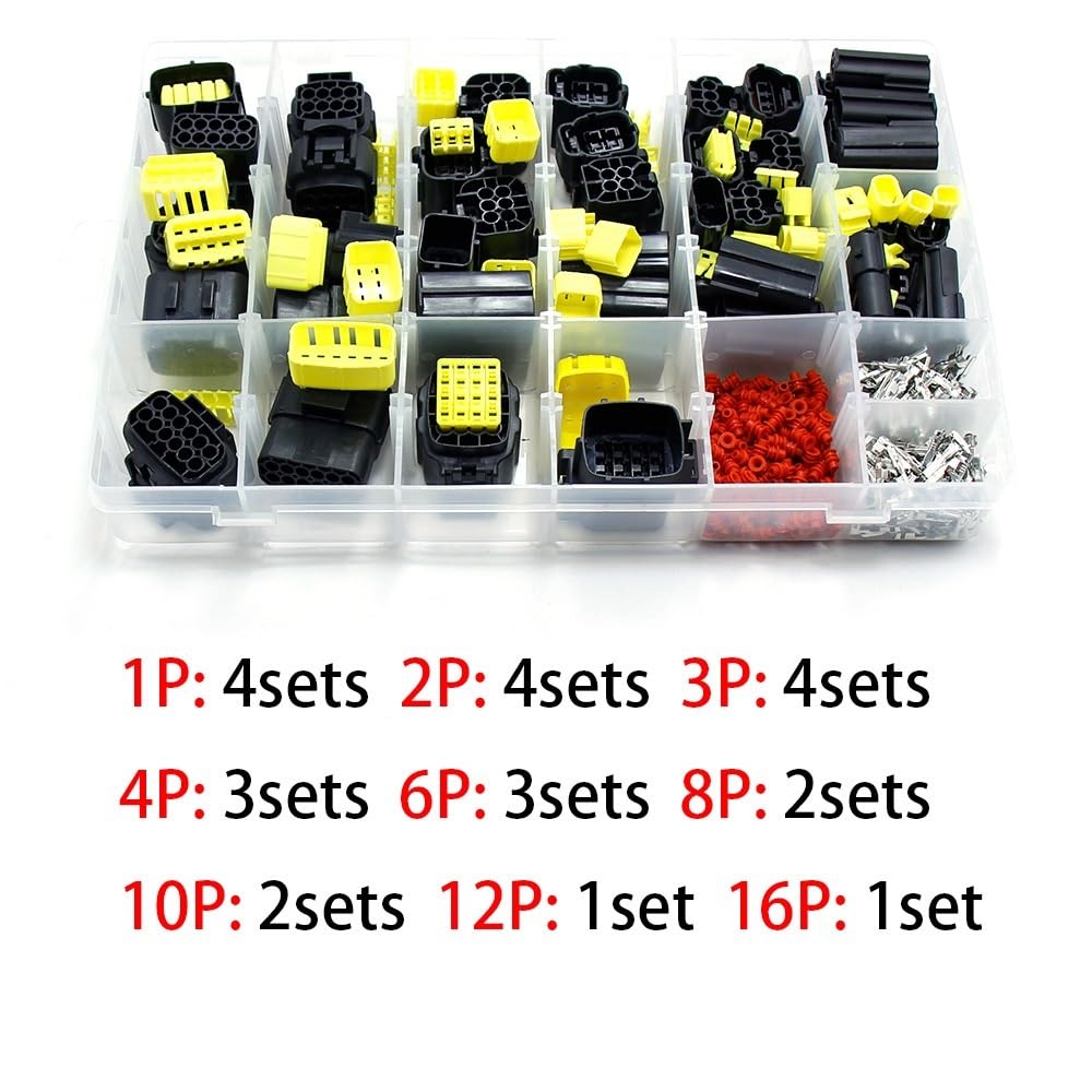 Kit di connettori for Cavo Elettrico Serie 1,8 mm con guarnizioni in Gomma 1/2/3/4/6/8/10/12/16 Pin Spina for Cablaggio di refitting Impermeabile Automatica (Color : 70x16Y 568pcs)