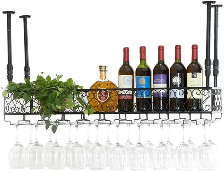Mounted Hanging Bottle Holder Racks, Ceiling Racks Adjustable Height,All Shelf Storage Rack, Glass Rack Goblet, Bar Decoration