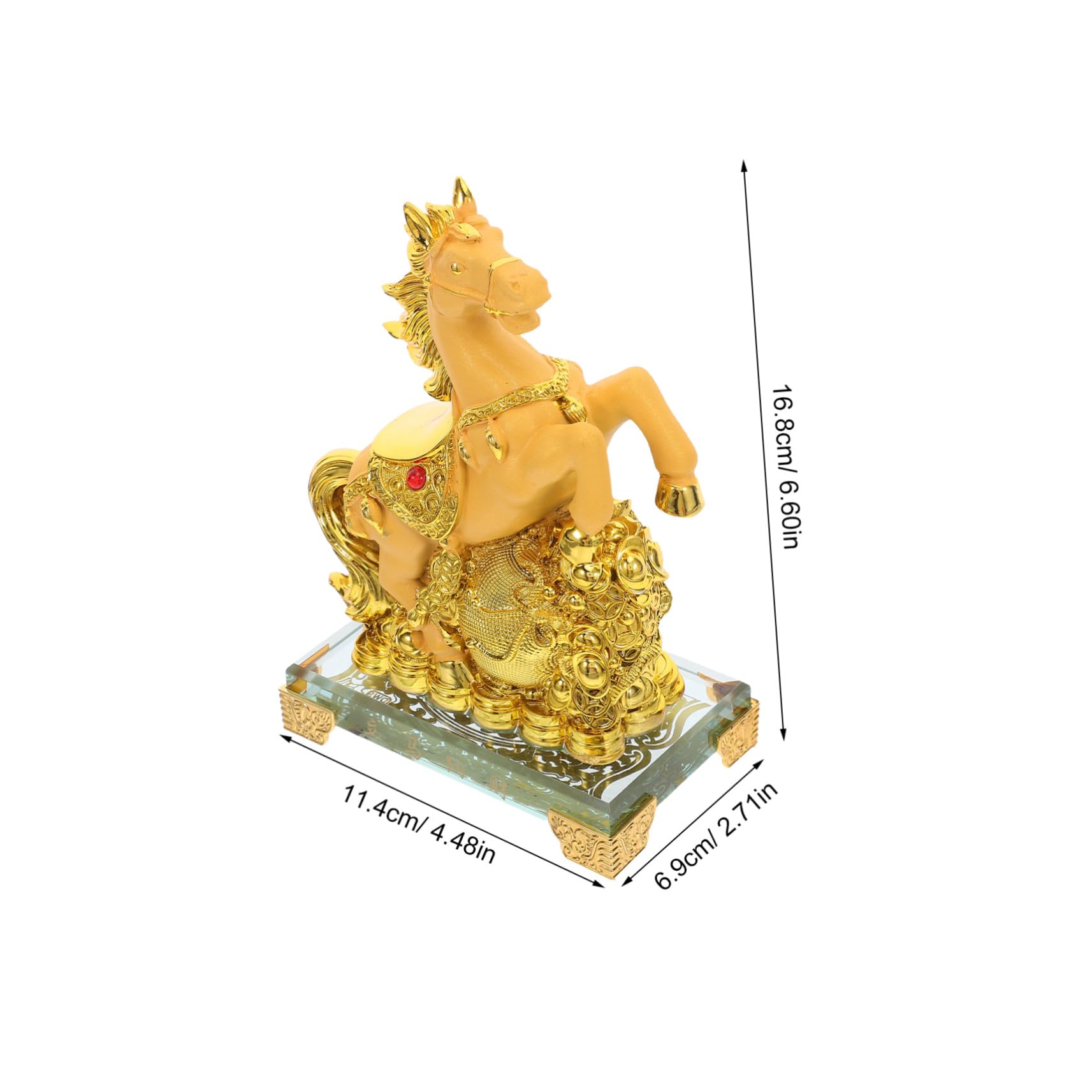 MAGICLULU zabawki zodiaku konia ozdoby na stół w kształcie konia noworoczne posągi koni Deska rozdzielcza samochodu zwierząt zodiaku statua rok maskotki Golden