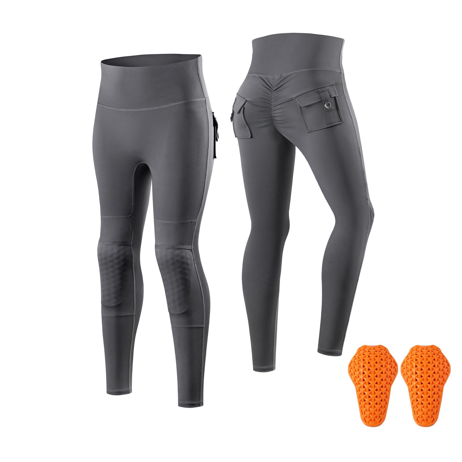 Kobiety Motocykl Ochronne Leggings, Slim Fit Anti-Fall Riding Spodnie Spodnie Z Zdejmowanym Pancerzem Podnoszenie Tyłka Design Do Dojazdu Ulicznego