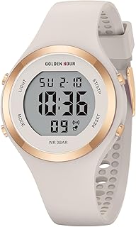 Sponsored Ad - GOLDEN HOUR Waterproof Sport Women's Digital Chronograph Silicone Strap Watch