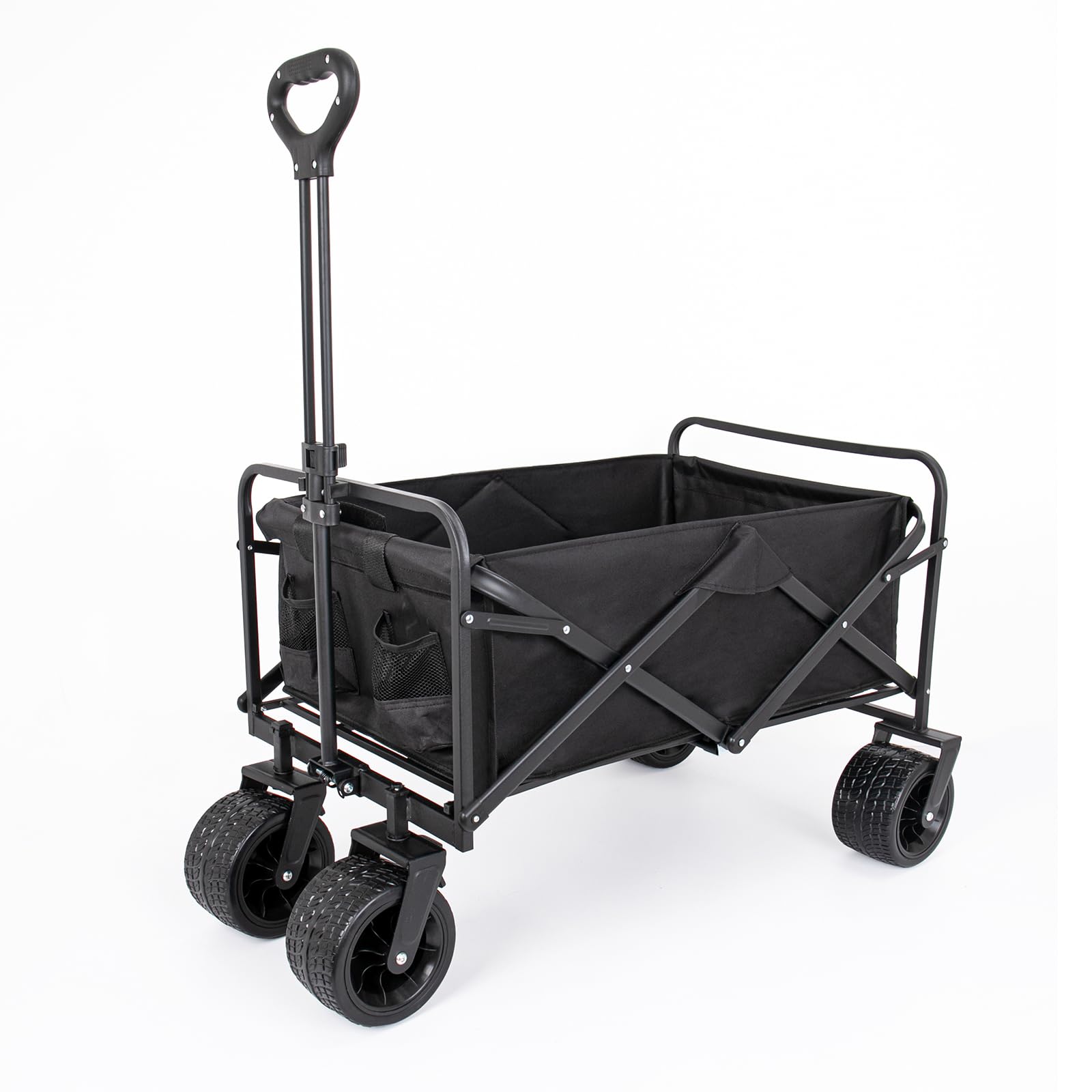 AOUTK キャリーワゴン キャンプカート ブレーキ付き 折り畳み 前輪360*度回転 アウトドア用アワゴン 幅広大型タイヤ コンパクト 軽量 収納簡単 ポケット付き カ : AOUTK キャリーワゴン キャンプカート ブレーキ付き