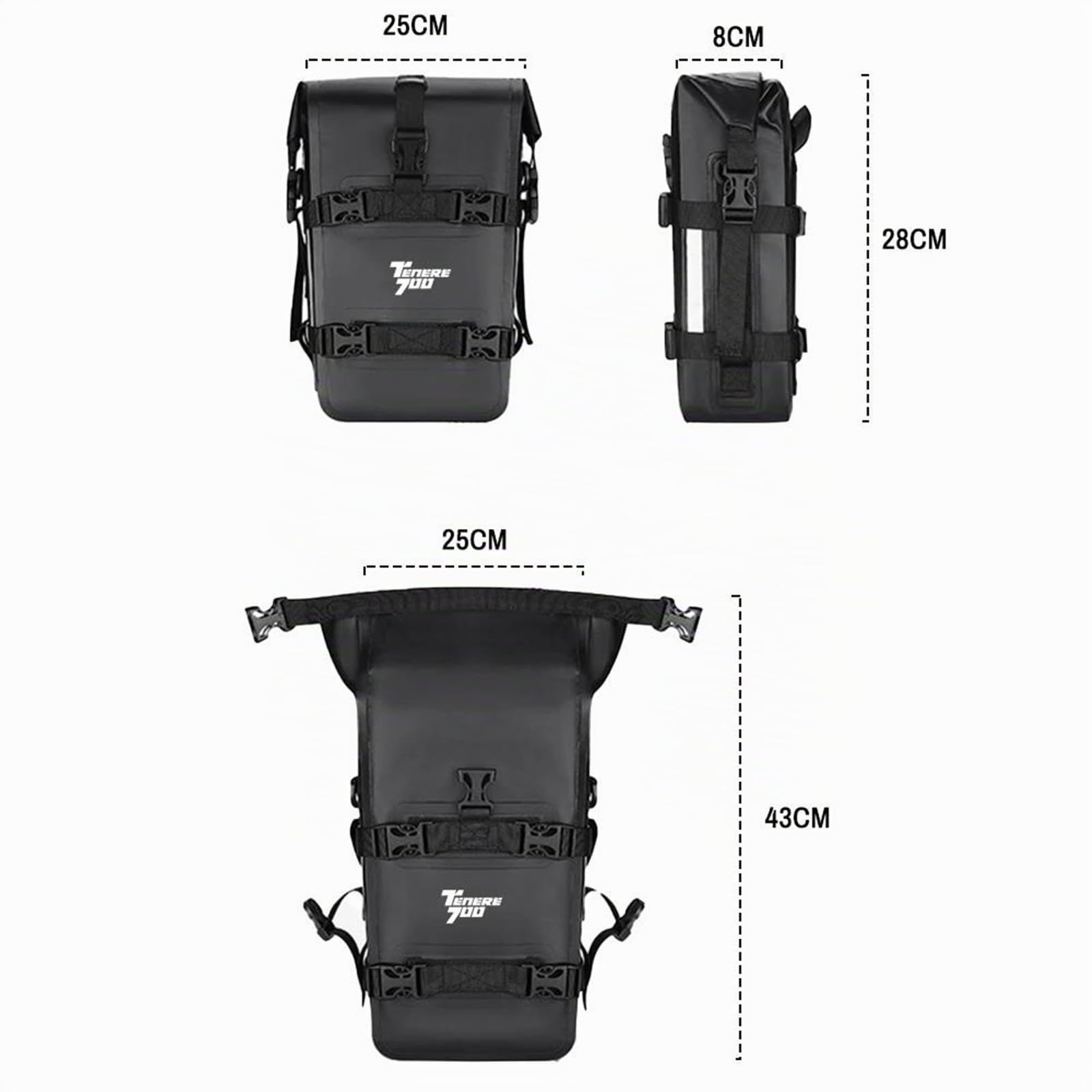 Moto Sac De Voyage Sacoche Latérale De Réservoir pour Moto pour Yamaha Tenere 700, 1200, T7, XTZ - Cadre avec Barres Protection Et Trousse À Outils Étanche Pochette De Rangement(Noir 2)