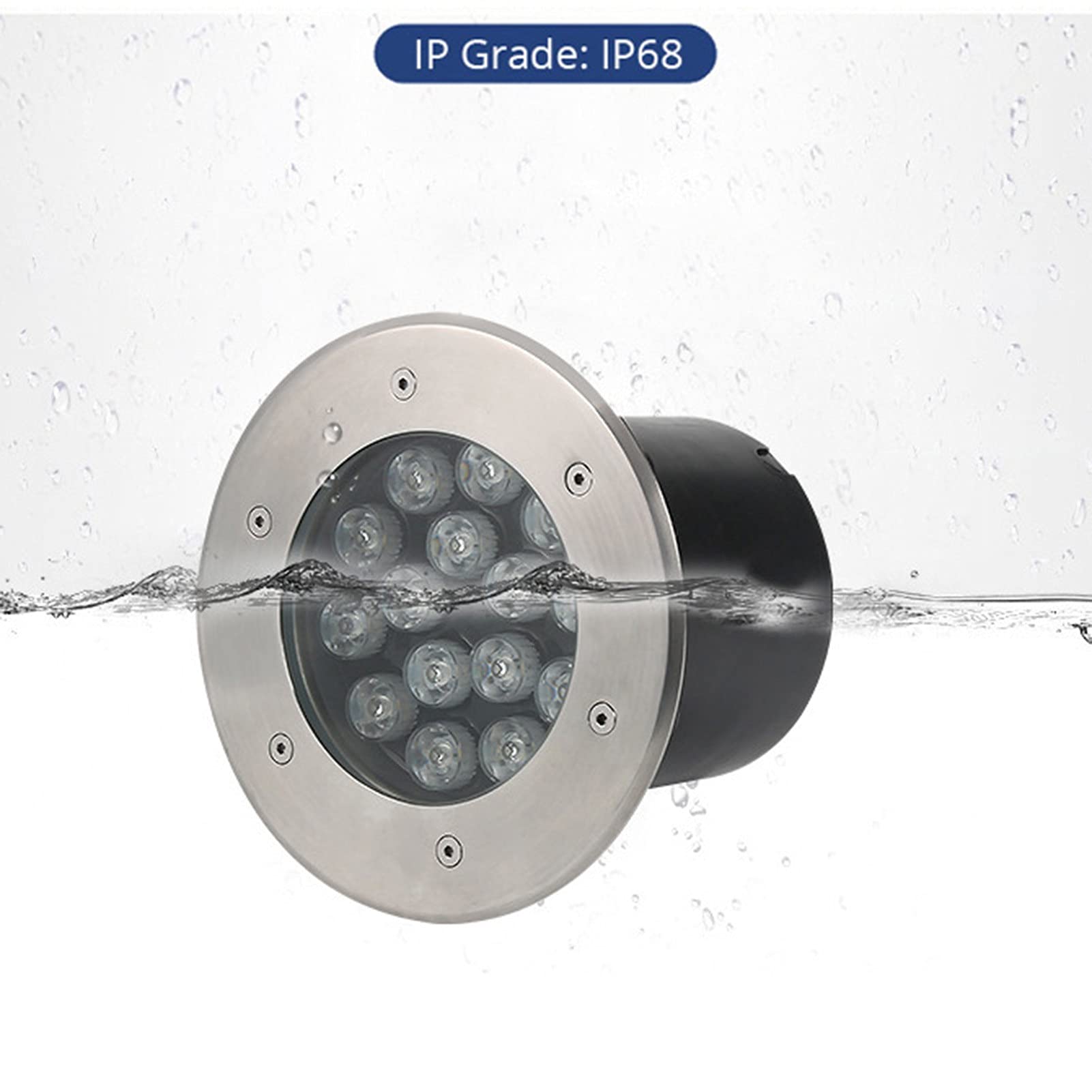 Luci di fontana subacquea LED 2Pack IP68 impermeabile 24V incorporato 3w luci piscina in acciaio inox (Natural)