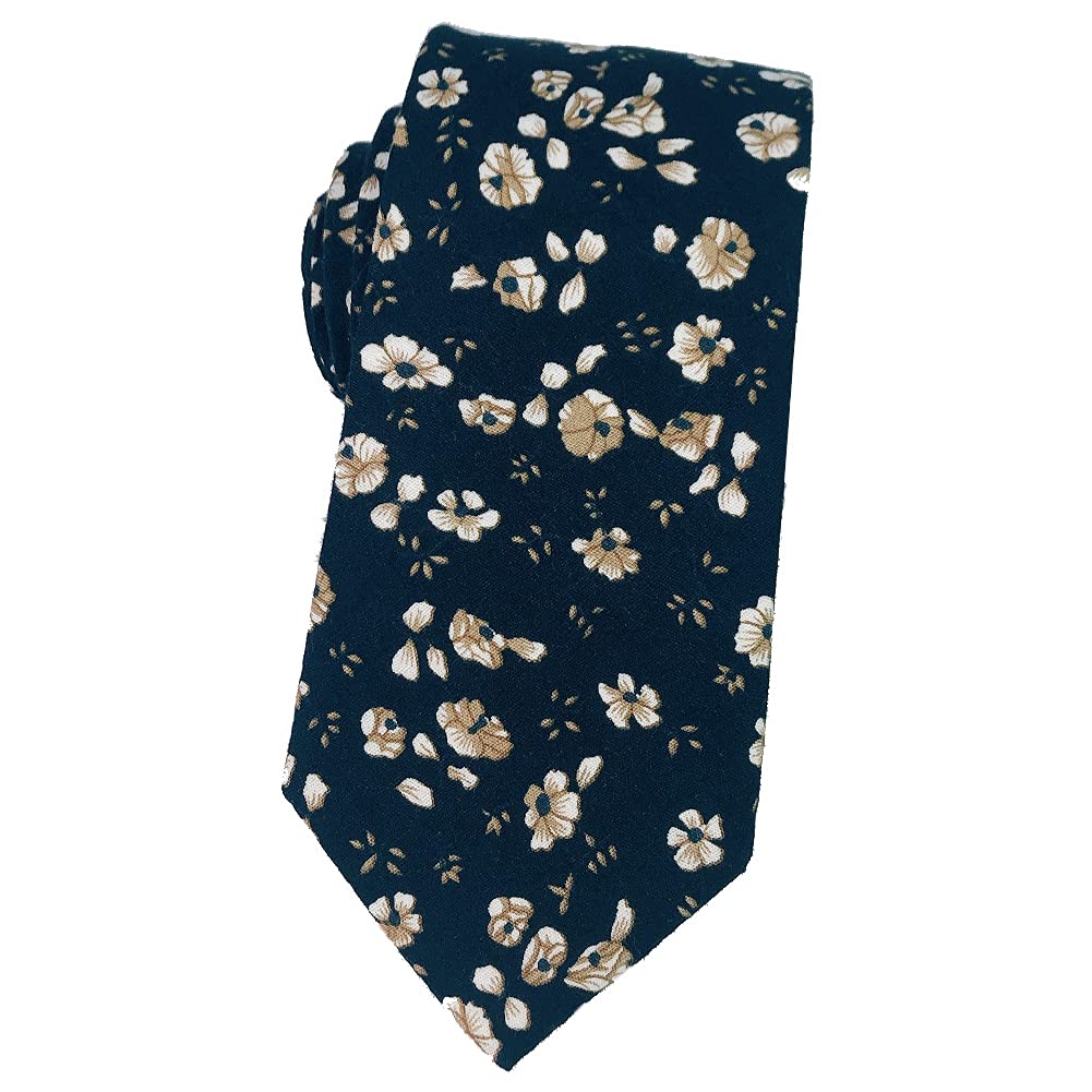 Mantieqingway Men's Cotton Floral Neck Tie 2.56'' Printed Skinny Tie
