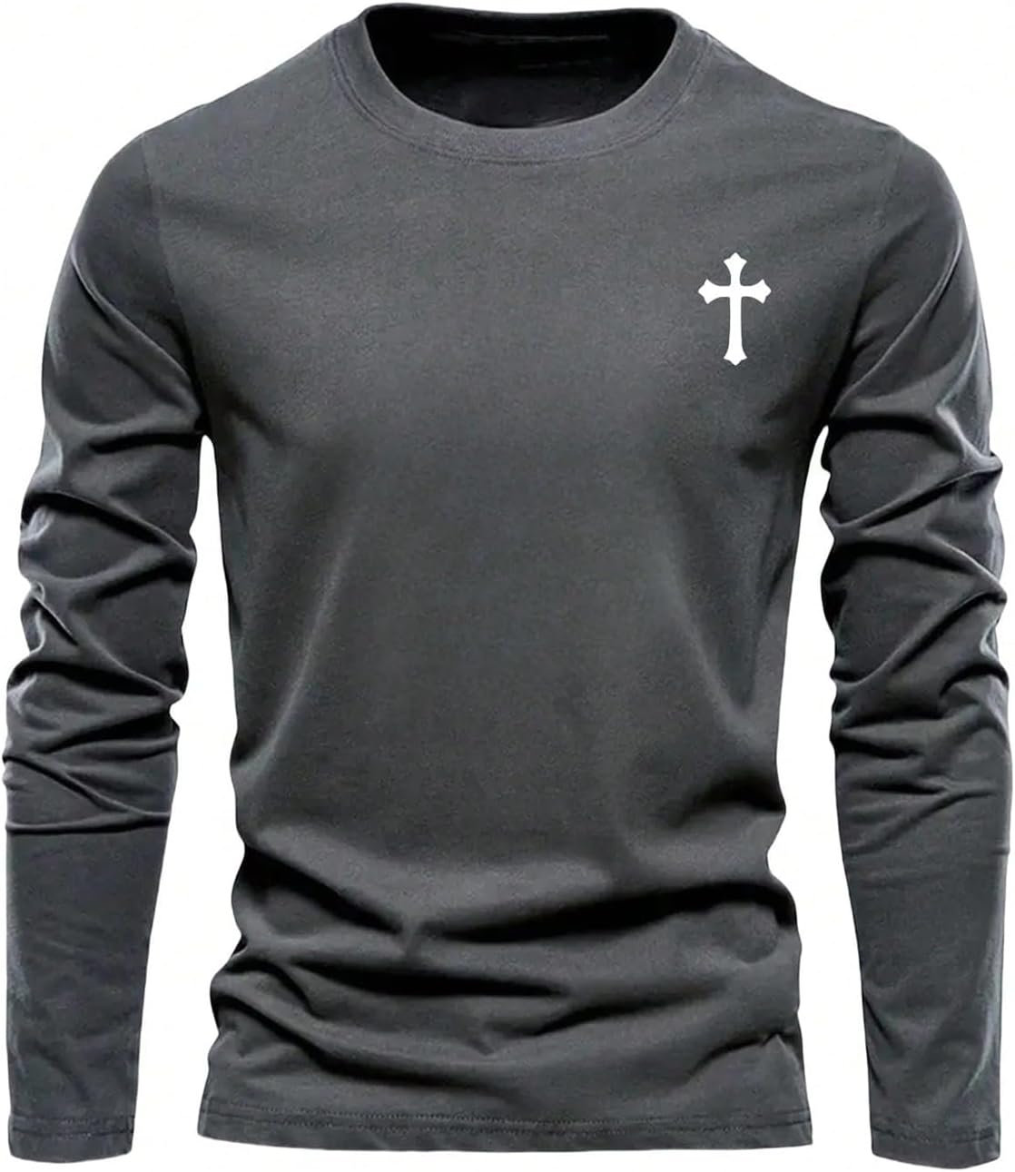 Men's 3 Pack Long Sleeve Shirts Letter Graphic Round Neck Casual T Shirt Top - Image 5