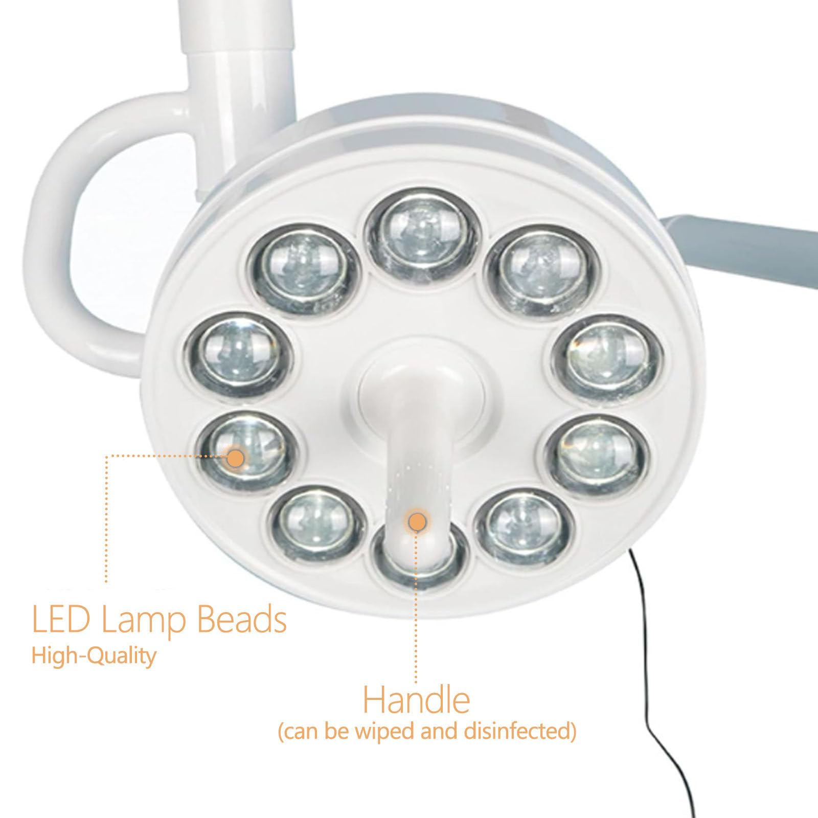 Lampe d'examen médicale murale, lampe d'examen chirurgicale à LED, lampe d'examen à LED à 10 perles, lampe chirurgicale sans ombre à intensité variable