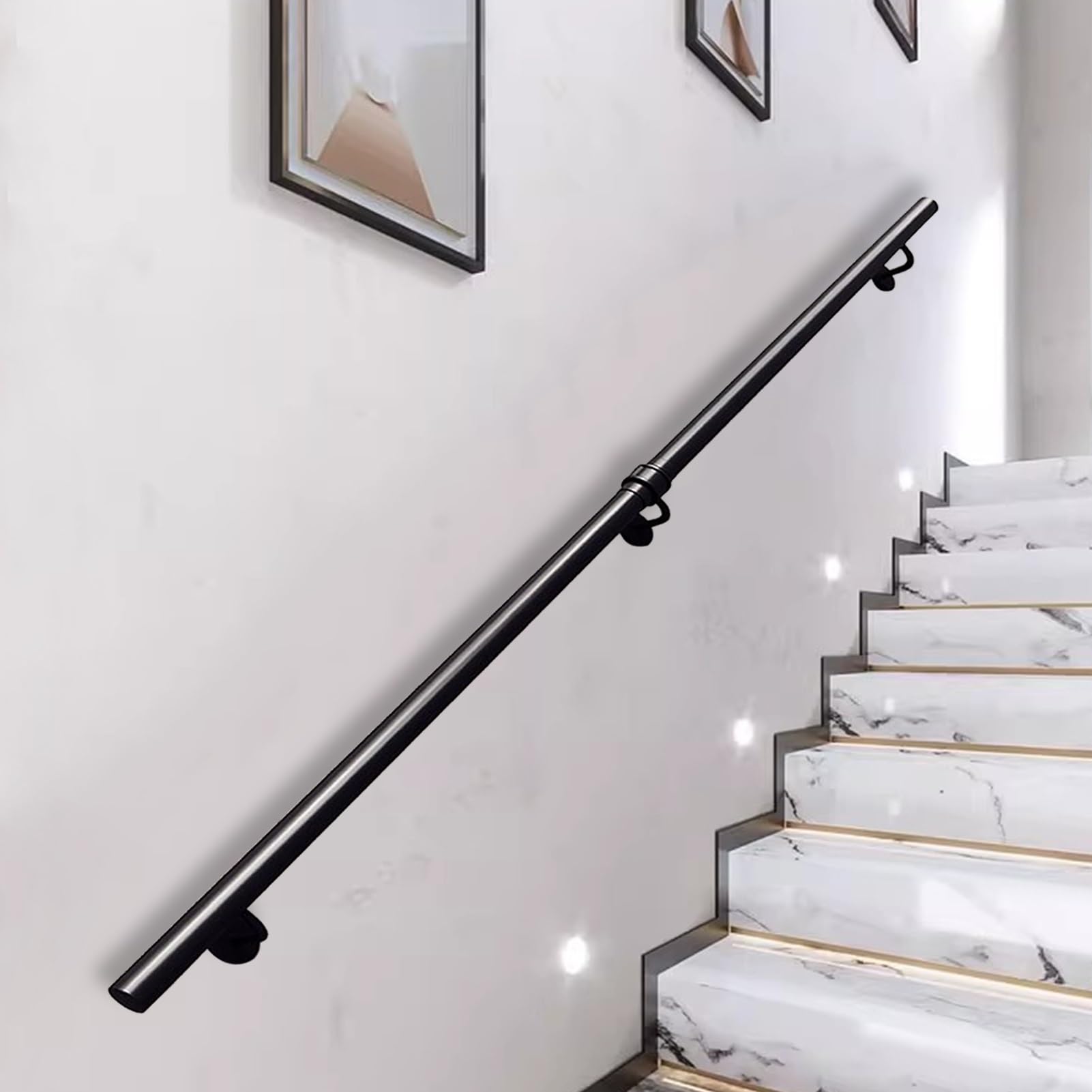 FKXSXAZ Stair Handrails for Walls, Black Industrial Metal Railings, Wall Mount Staircase Banister Rails Wrought Iron Safety Grab Bar Interior Outside(1ft/30cm)