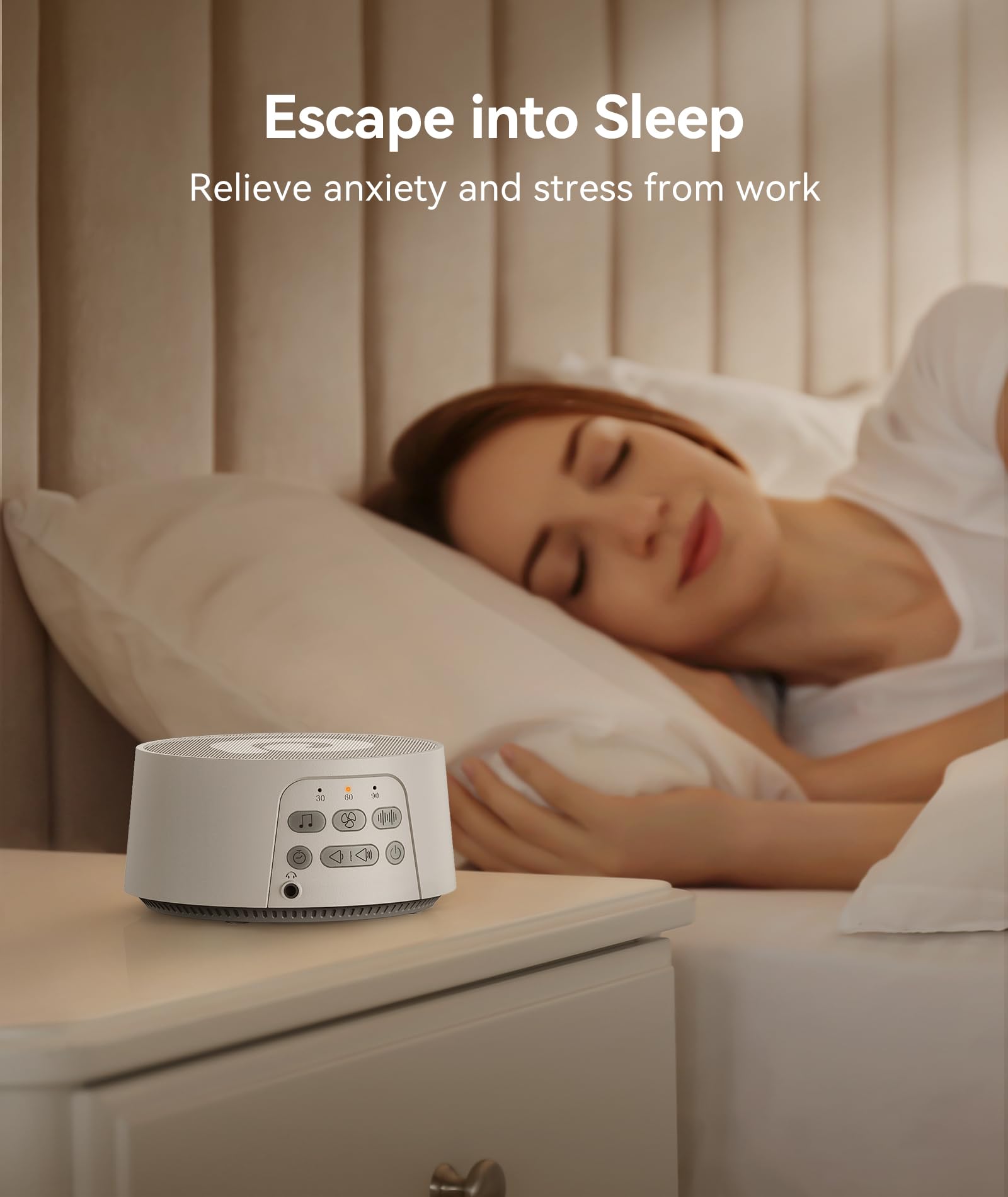 Dreamegg D3 Pro Máquina de Ruido Blanco - 29 Sonidos HiFi Calmantes, USB Recargable, Portátil para Bebés y Adultos, Conector para Auriculares, Temporizador