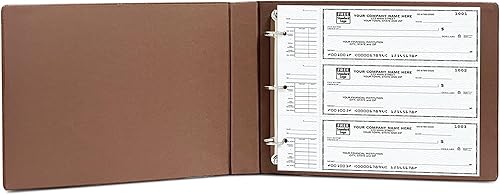 Carpeta de cuadros de 3 anillos para cheques de escritorio con trozos finales, 3 en una página, se ajusta a 3 y 9 agujeros de piel sintética (11 14