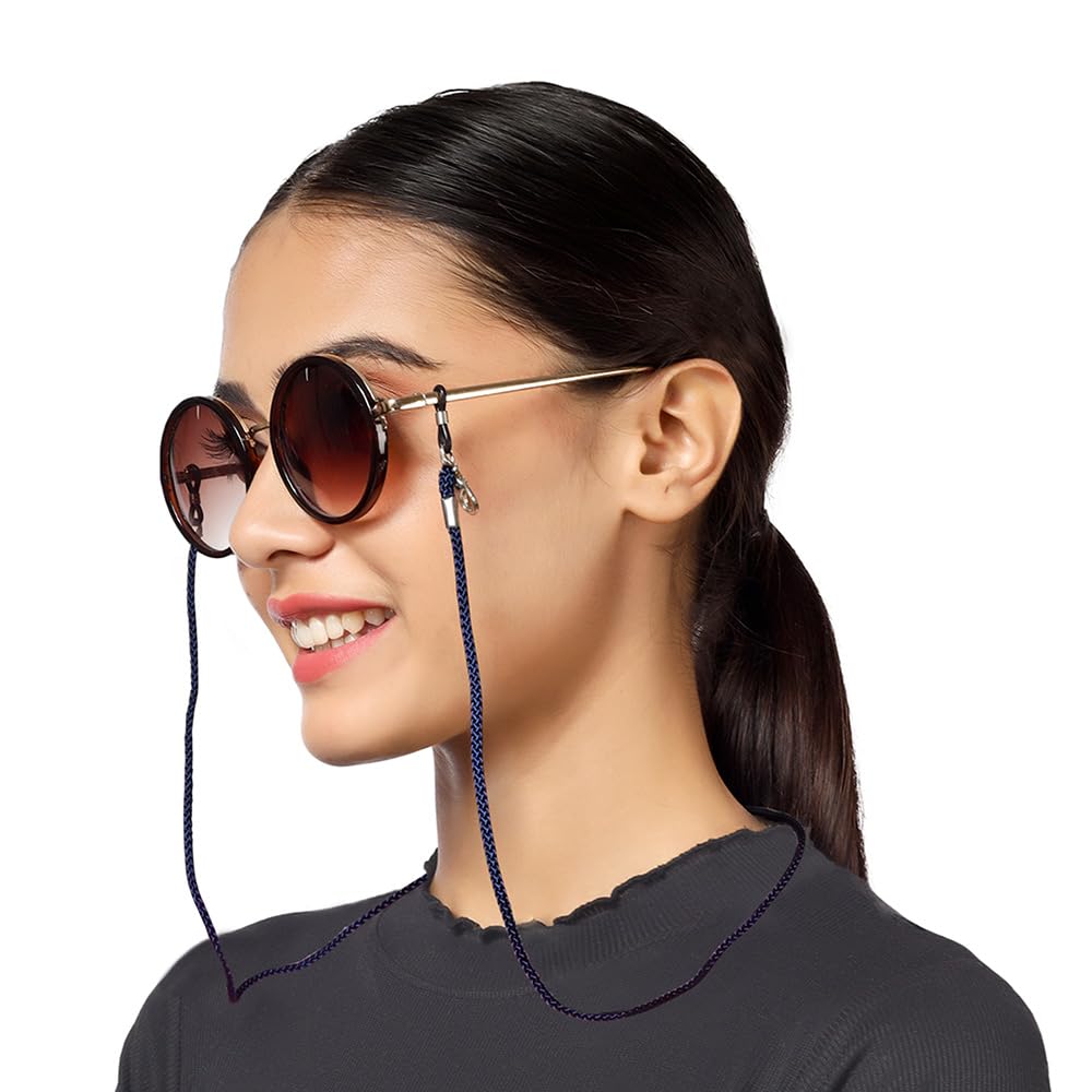 vision Unisex Adult Fabric Eyeglass Holder Strap Cord | New Chain Adjust on Sunglasses | Anti-slip Retainer Lanyard String Eyewear Frame | CH-246-B | Navy Blue-image-44
