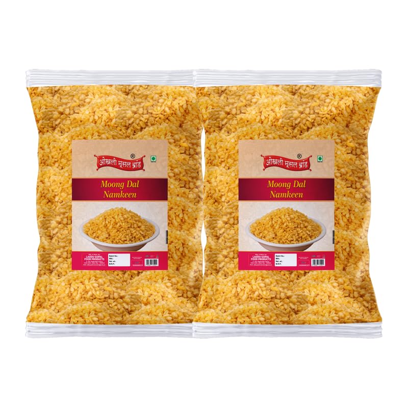 Image of OKHLI MUSAL BRAND Salty Moong Dal | Daryaganj Special Organic Salted Moong Dal Namkeen | Organic Namkeen | Fried in Cold Pressed Groundnut Oil | Healthy Indian Snacks No Preservatives-850g*2Pack