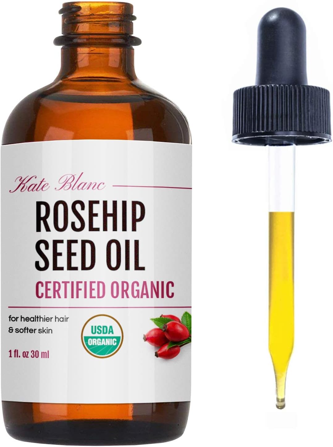 Kate Blanc Cosmetics Rosehip Oil for Face & Skin USDA Organic Rosehip Seed Oil for Gua Sha