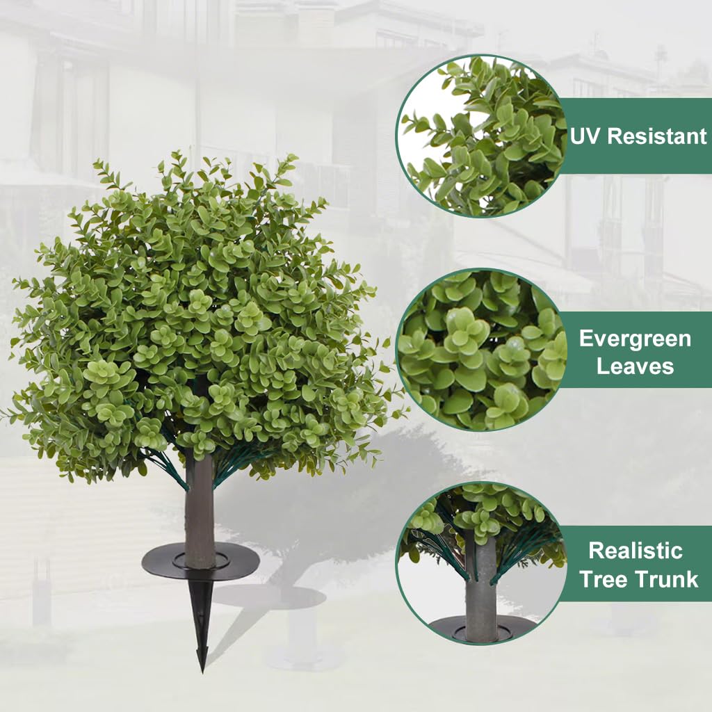 Sztuczne eukaliptusowe drzewa topiary, do użytku wewnątrz i na zewnątrz, sztuczne rośliny z kolcami do ziemi, do zimozielonego ogrodu, na ganek, dekoracja domu, 2 szt