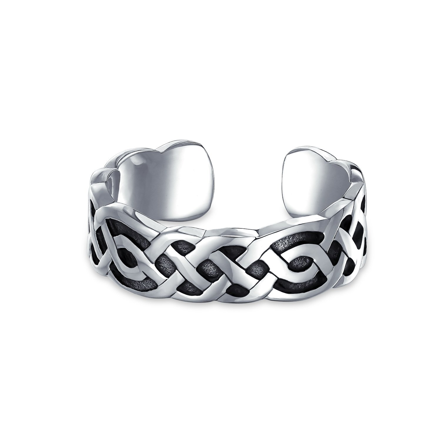 Set di Due Anelli da Mignolo o Dito del Piede con Nodo Celtico Triquetra Cerchio per Donne e Adolescenti in Argento Sterling .925 Ossidato Regolabile Personalizzabile