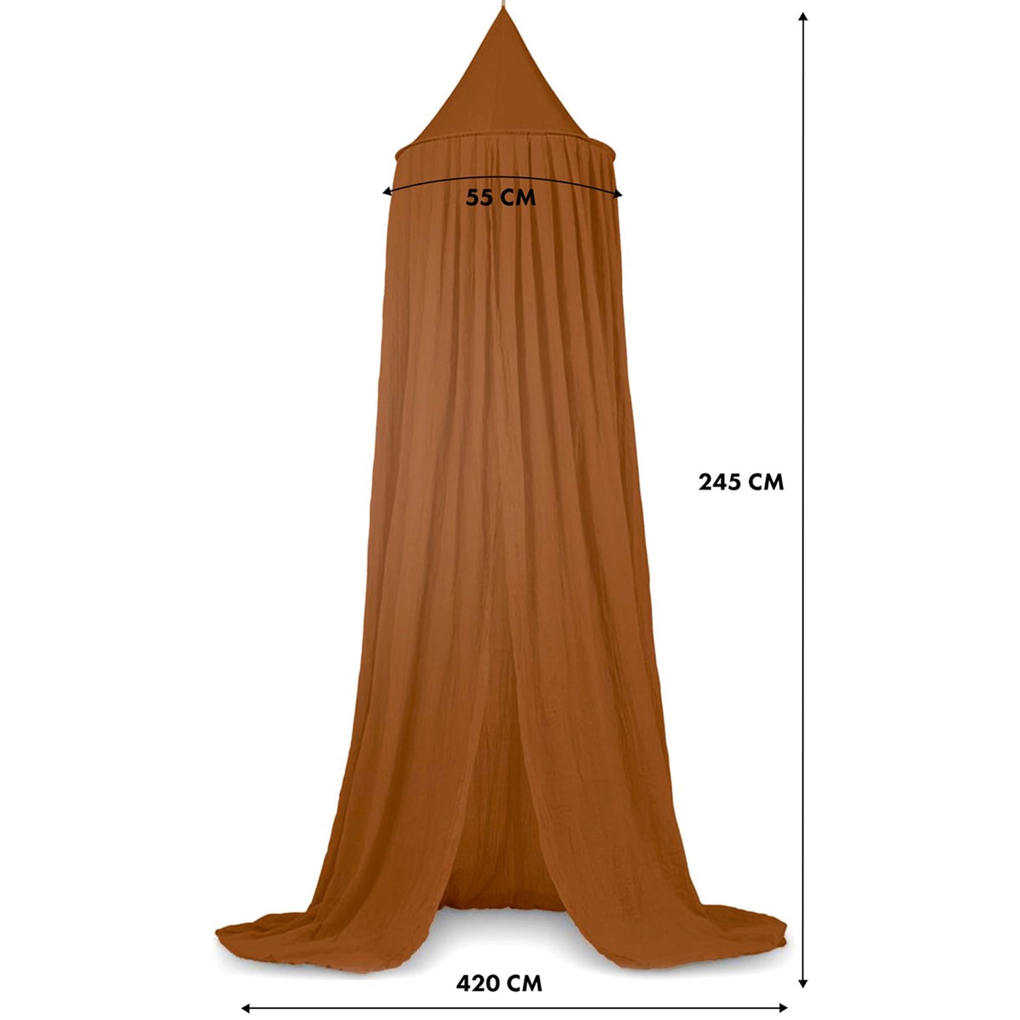 Deryan Moustiquaire Vintage 245 cm - Ciel de lit - Moustiquaire Canopy - Caramel