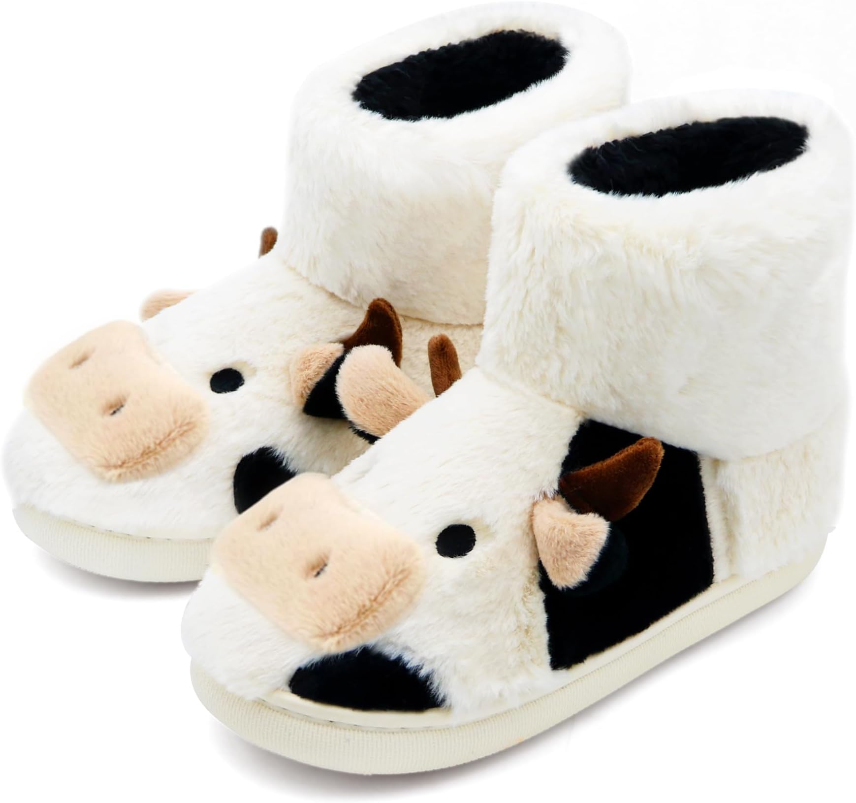 Cute Animal Cow Pig Men Women House Slippers, Comfy Memory Foam Cloudy Soft Slippers Plush Home Shoes for Bedroom Living Room Indoor