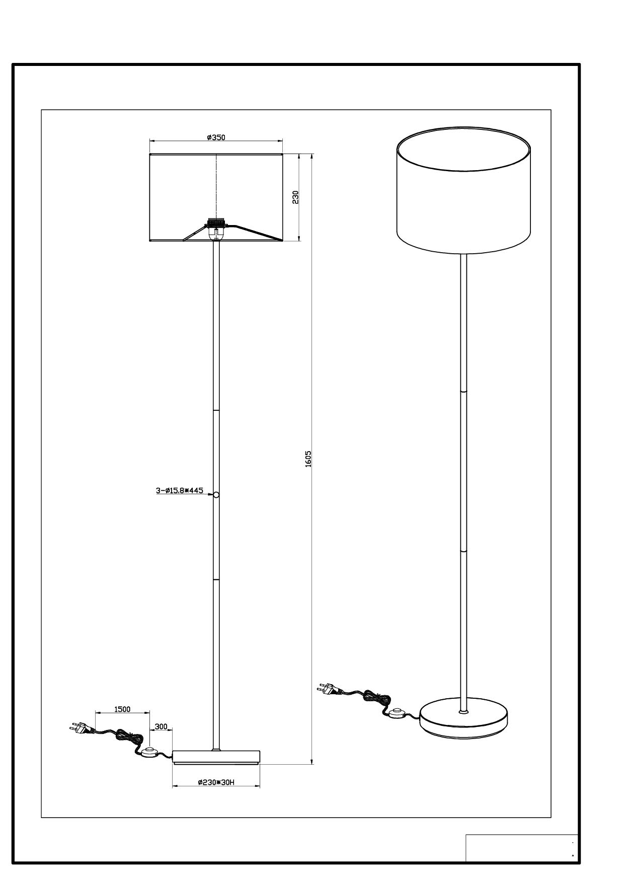 Stehlampe Benny mit Schirm aus Stoff in Schwarz, Innenseite Gold, Korpus Metall schwarz, Stehleuchte für Wohnzimmer, Schlafzimmer etc., exkl. 1x E27 (max. 60W). Höhe: 160cm, Ø 35 cm