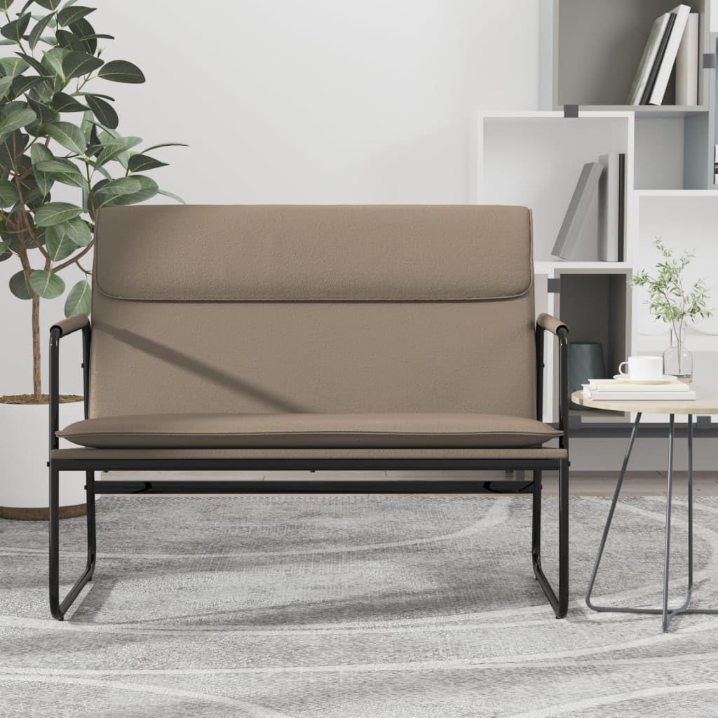 Ławka do siedzenia cappuccino ze sztucznej skóry, wyściełana metalowym stelażem, 100 x 64 x 80 cm, do jadalni, korytarza, salonu, sypialni i przedpokoju