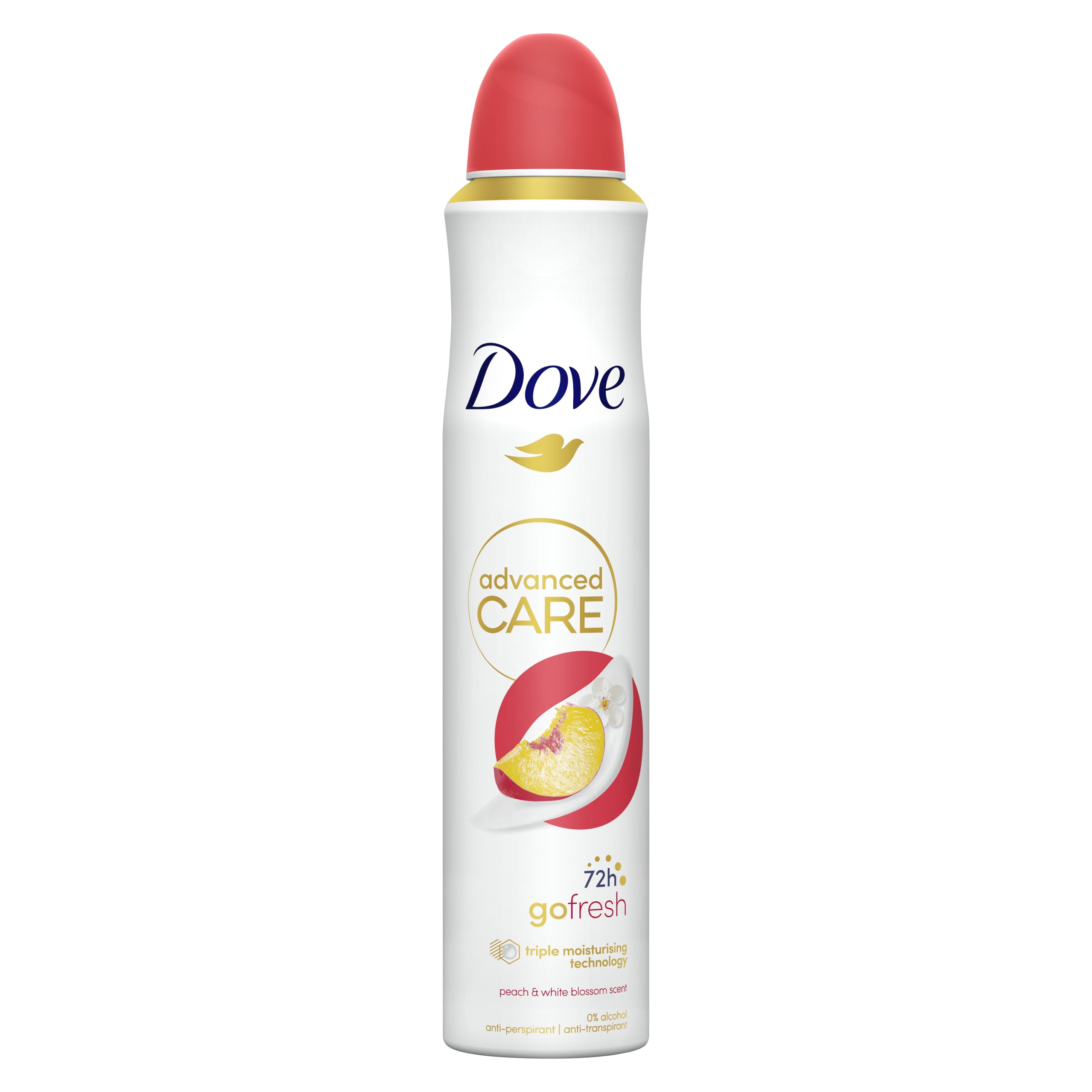Dove Advanced Care Go Fresh AntiPerspirant Spray Peach & White Blossom, 12x200ml